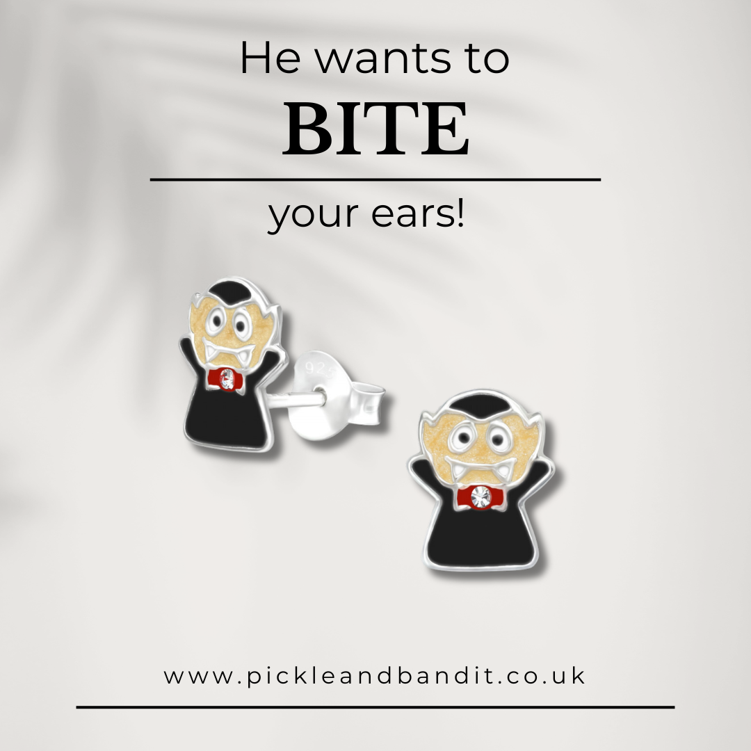 Sterling Silver Crystal Vampire Ear Studs