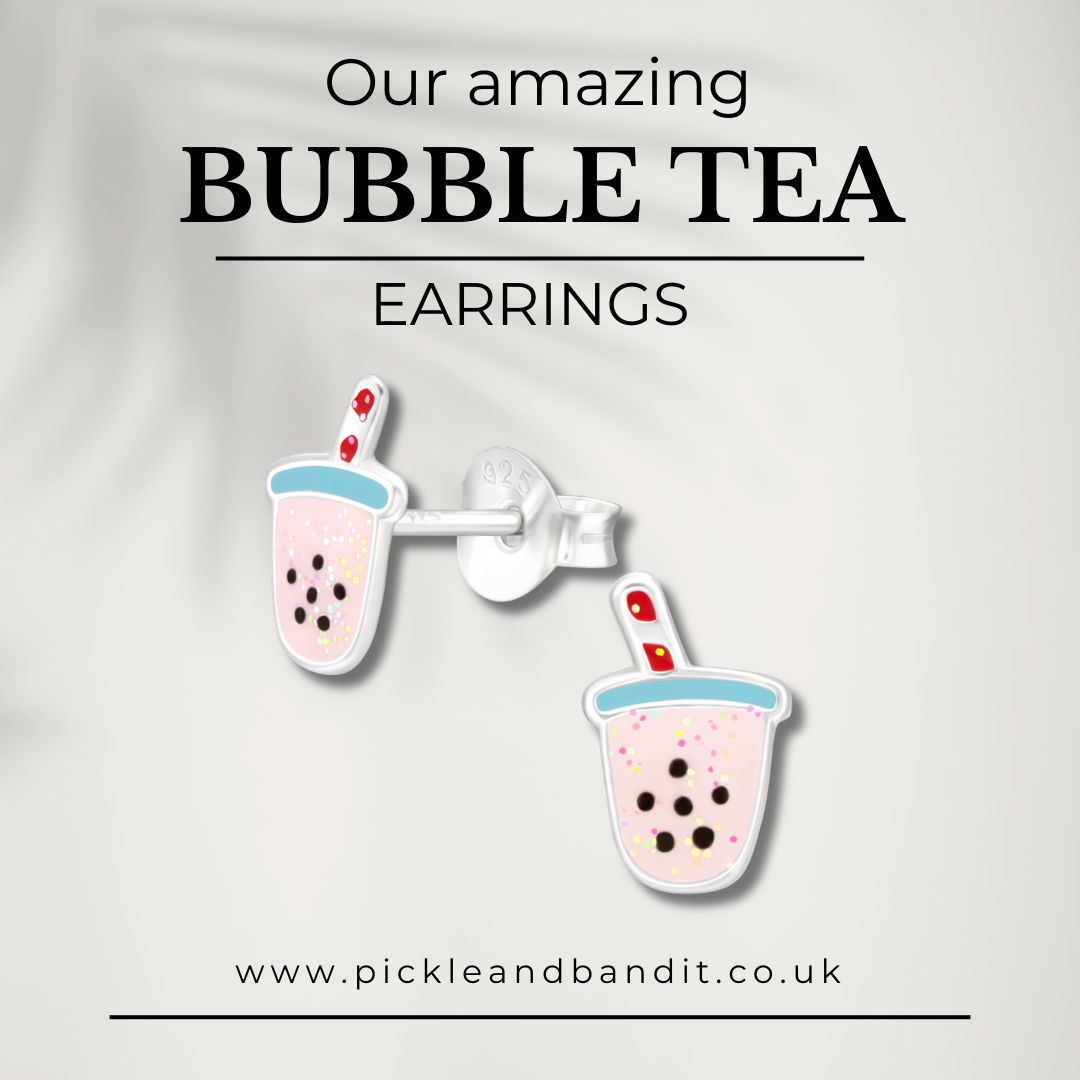 Sterling Silver Bubble Tea Boba Studs