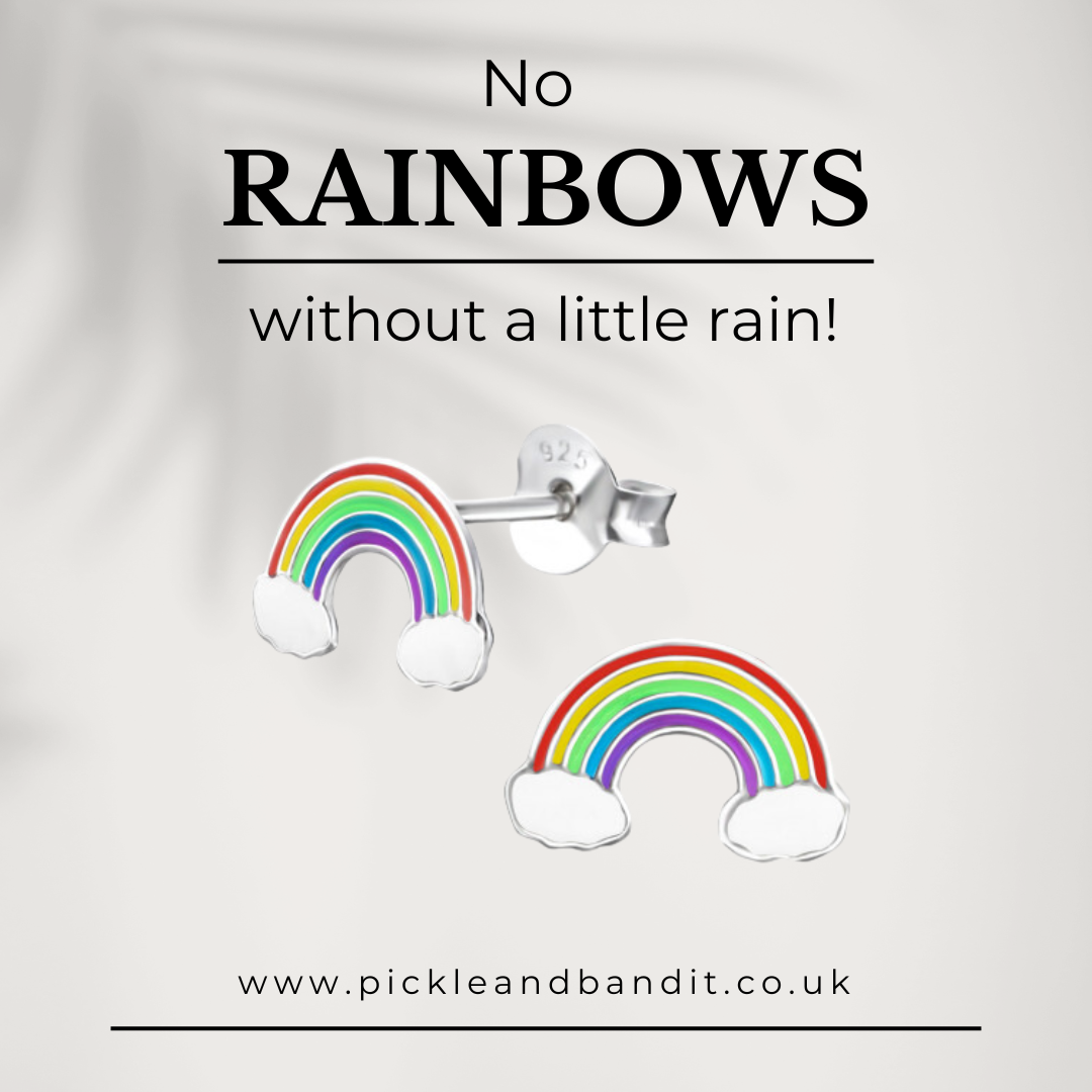Sterling Silver Rainbow Ear Studs