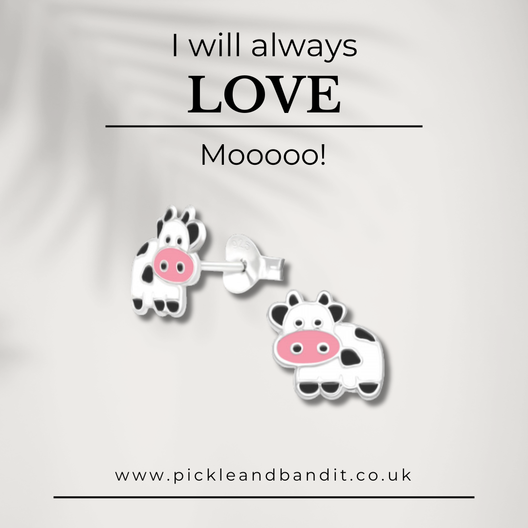 Sterling Silver Cow Ear Studs