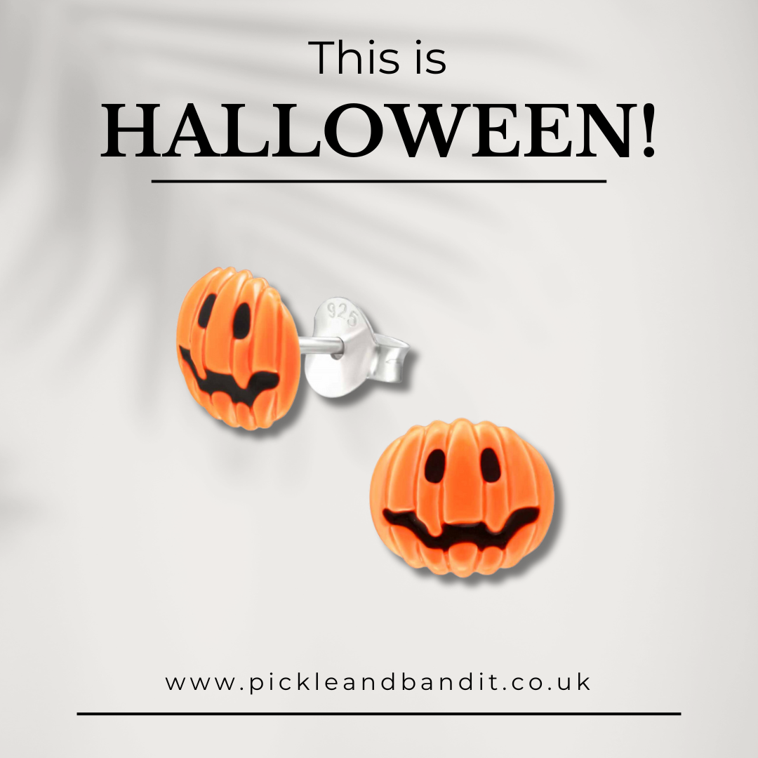 Sterling Silver 3D Pumpkin Ear Studs