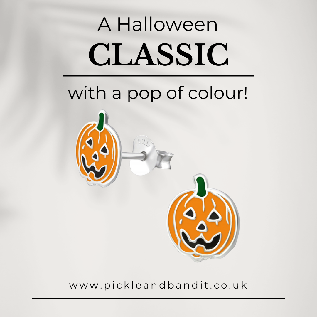 Sterling Silver Pumpkin Ear Studs
