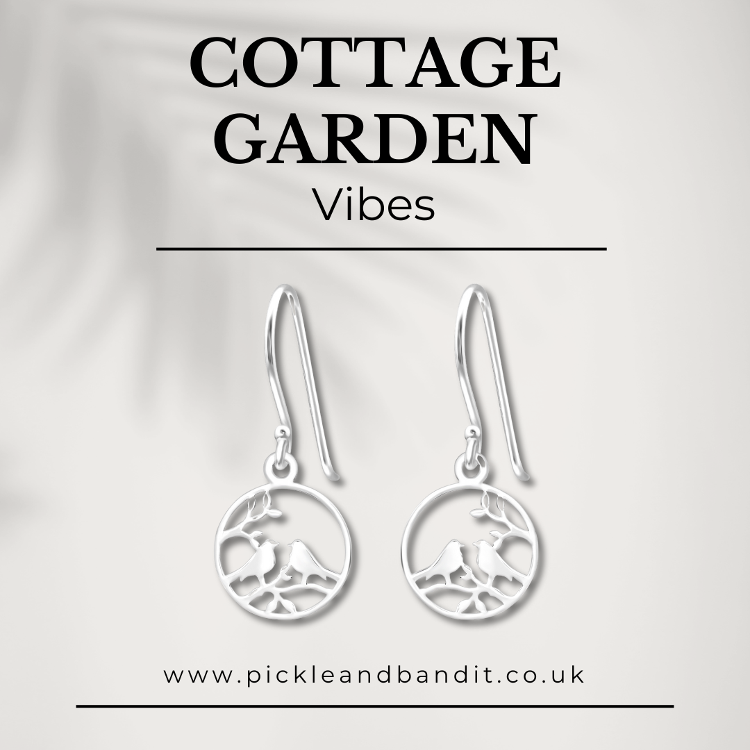 Sterling Silver Bird Branch Drop Earrings