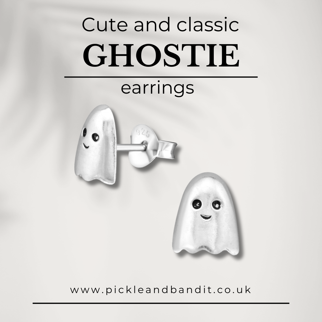 Sterling Silver Sheet Ghost Ear Studs