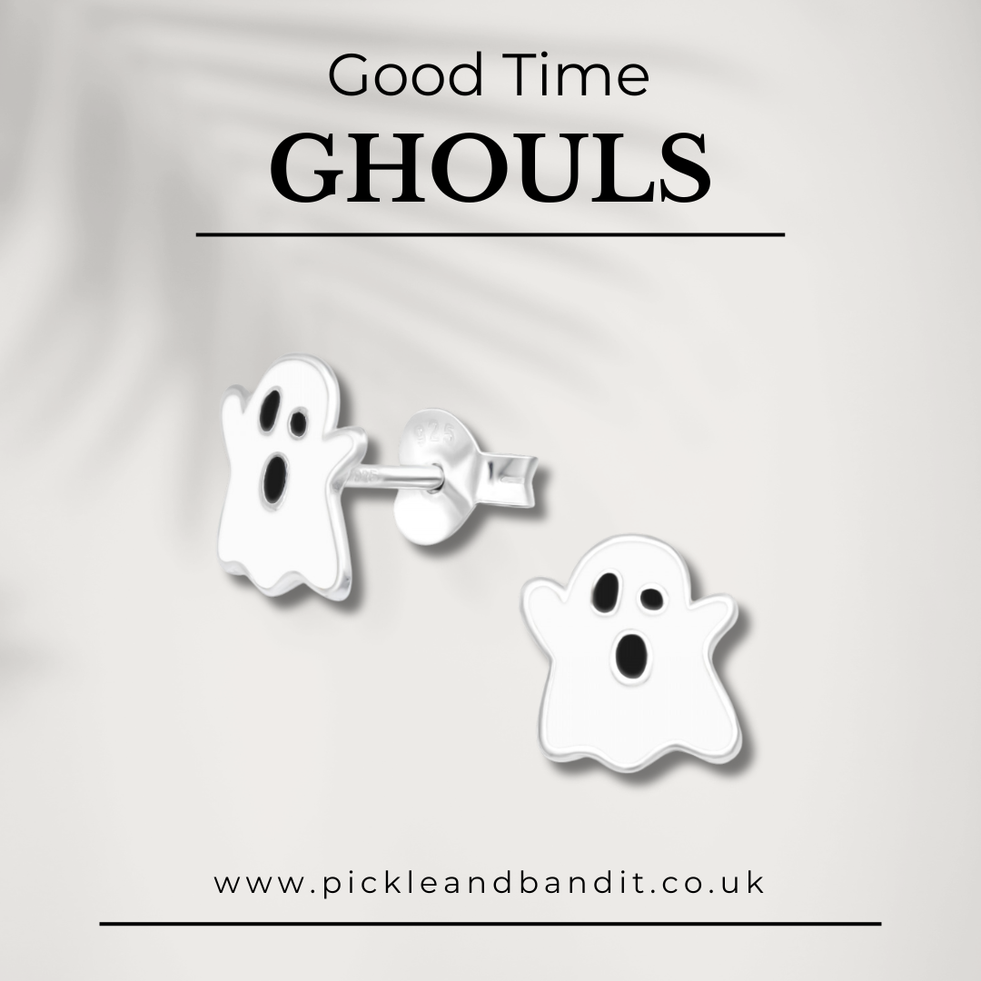 Sterling Silver Ghoulish Ghost Ear Studs