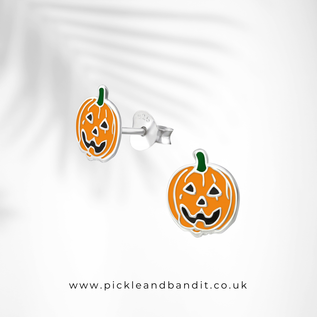 Sterling Silver Pumpkin Ear Studs