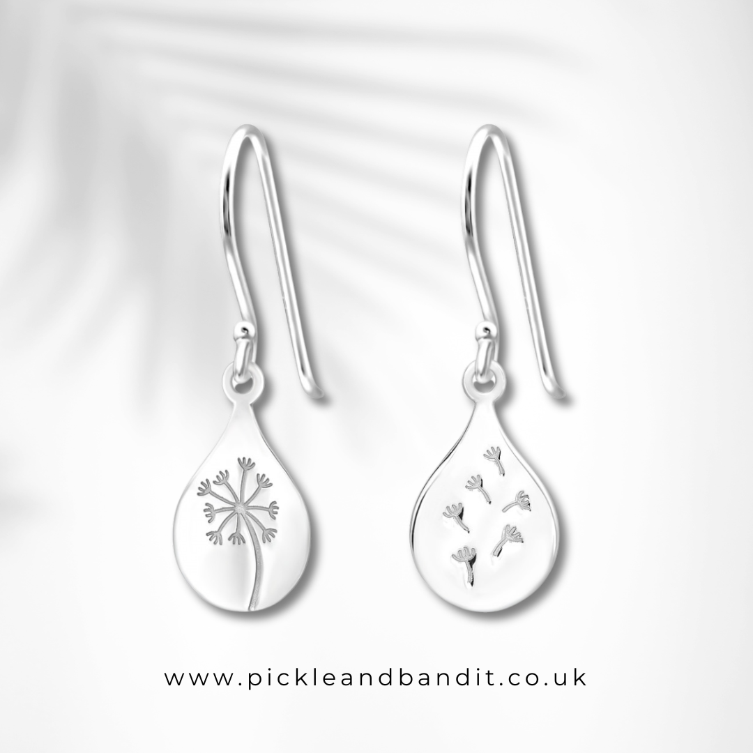 Sterling Silver Dandelion Wish Drop Earrings