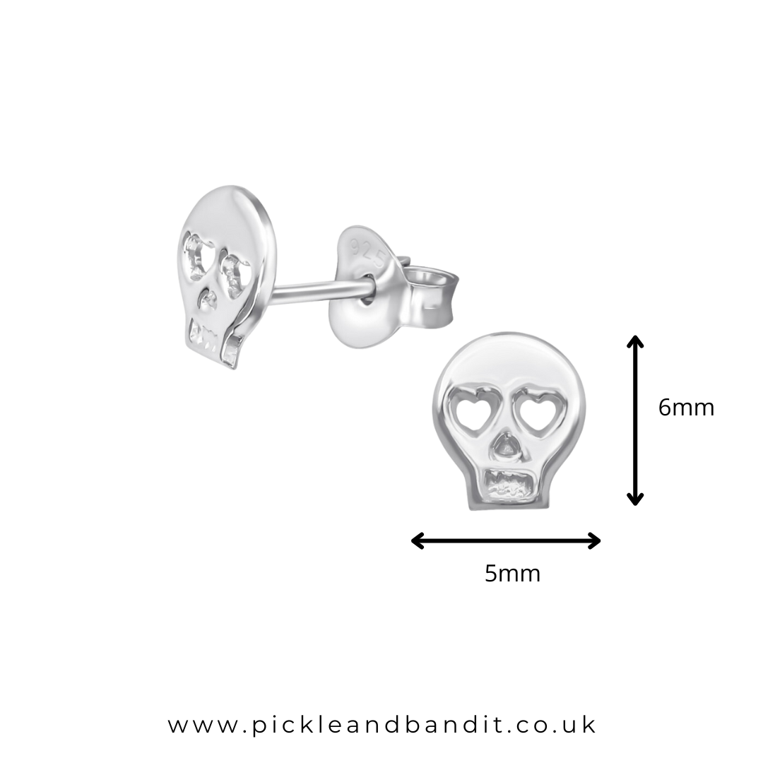 Sterling Silver Skull Ear Studs