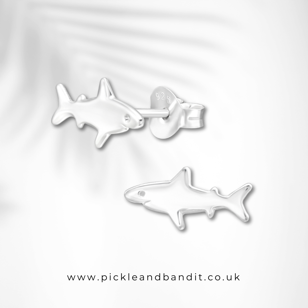 Sterling Silver Shark Ear Studs
