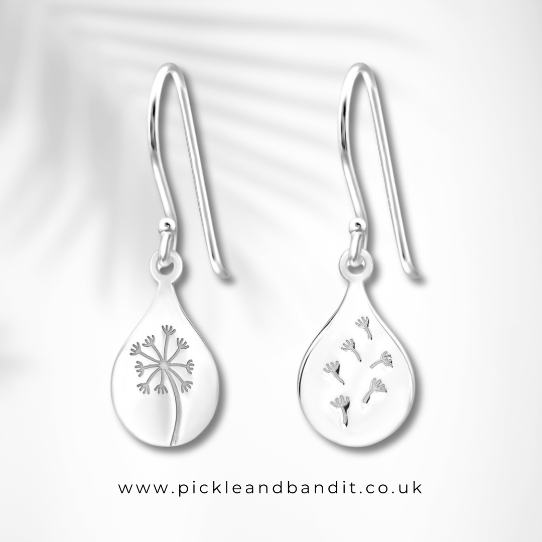 Sterling Silver Dandelion Wish Drop Earrings