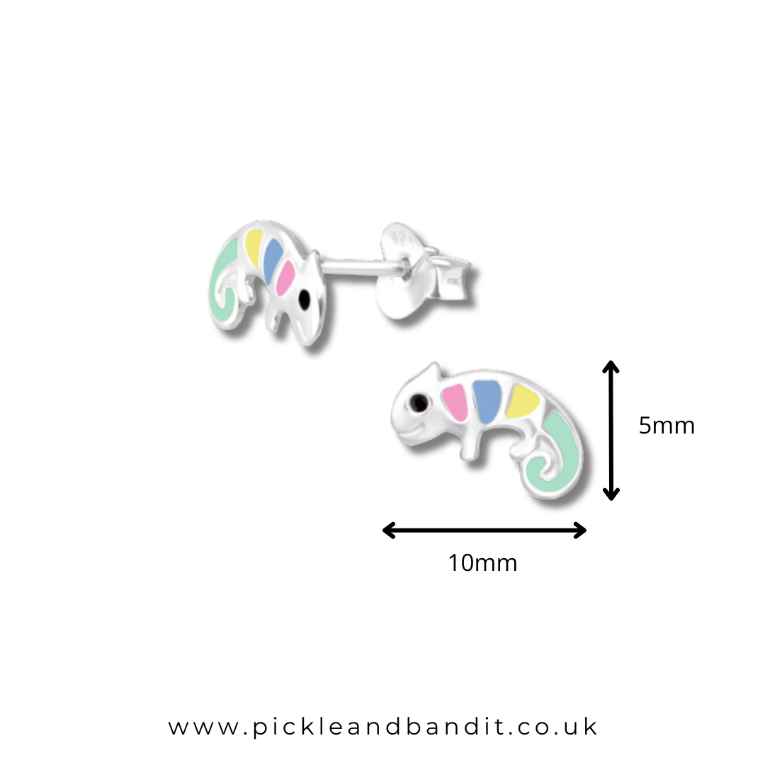Sterling Silver Chameleon Ear Studs