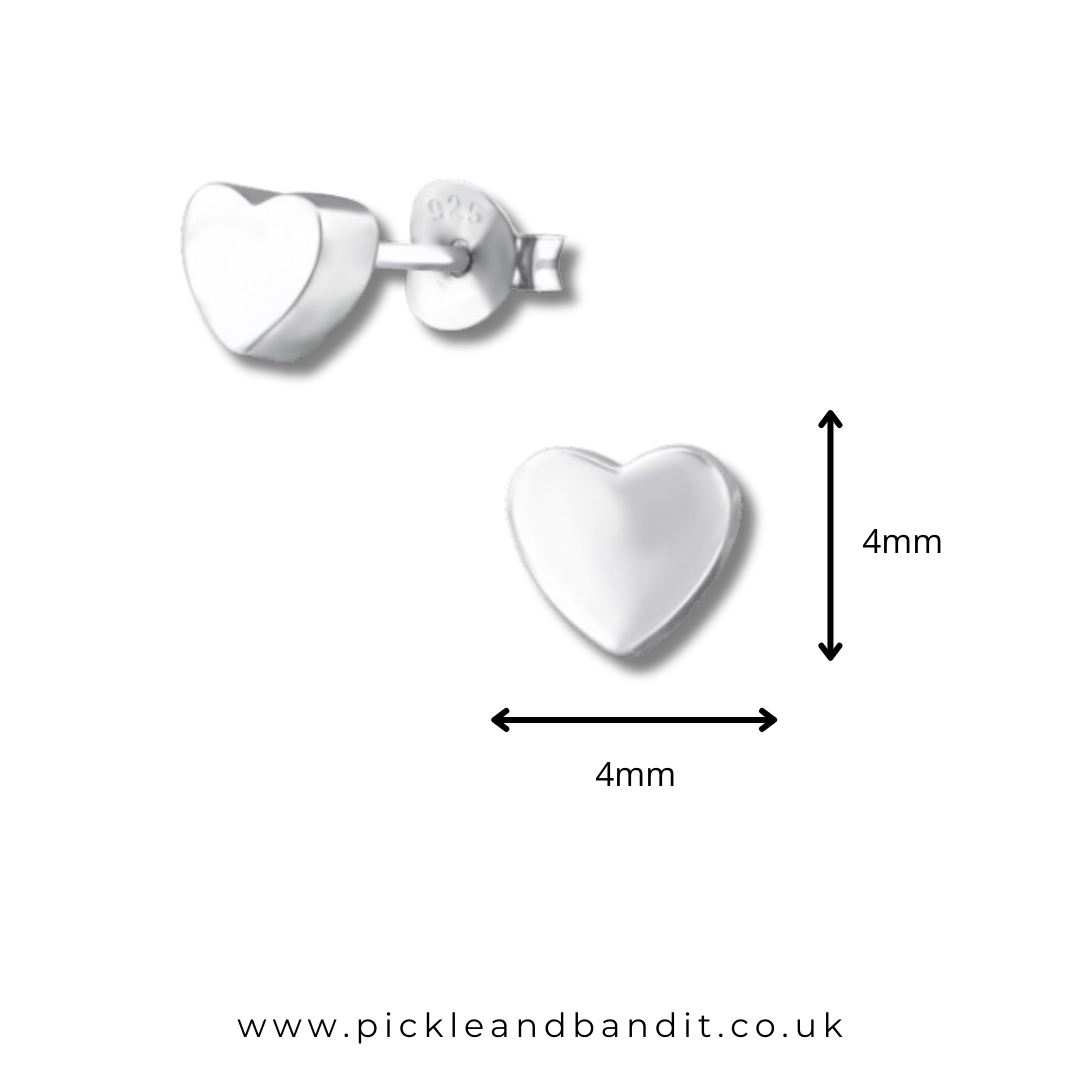 Sterling Silver 3D Mini Heart Ear Studs