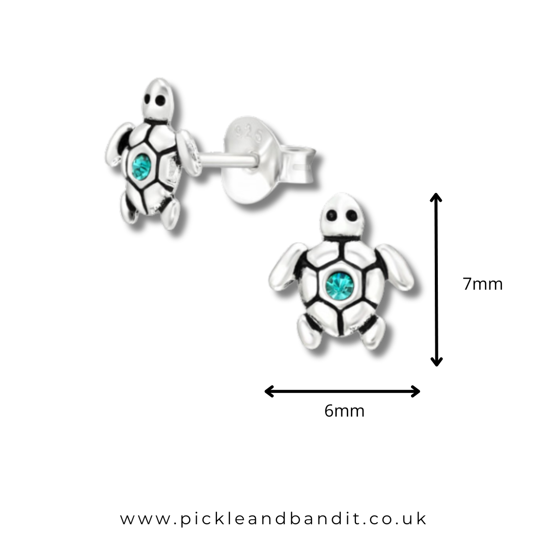 Sterling Silver Crystal Turtle Ear Studs