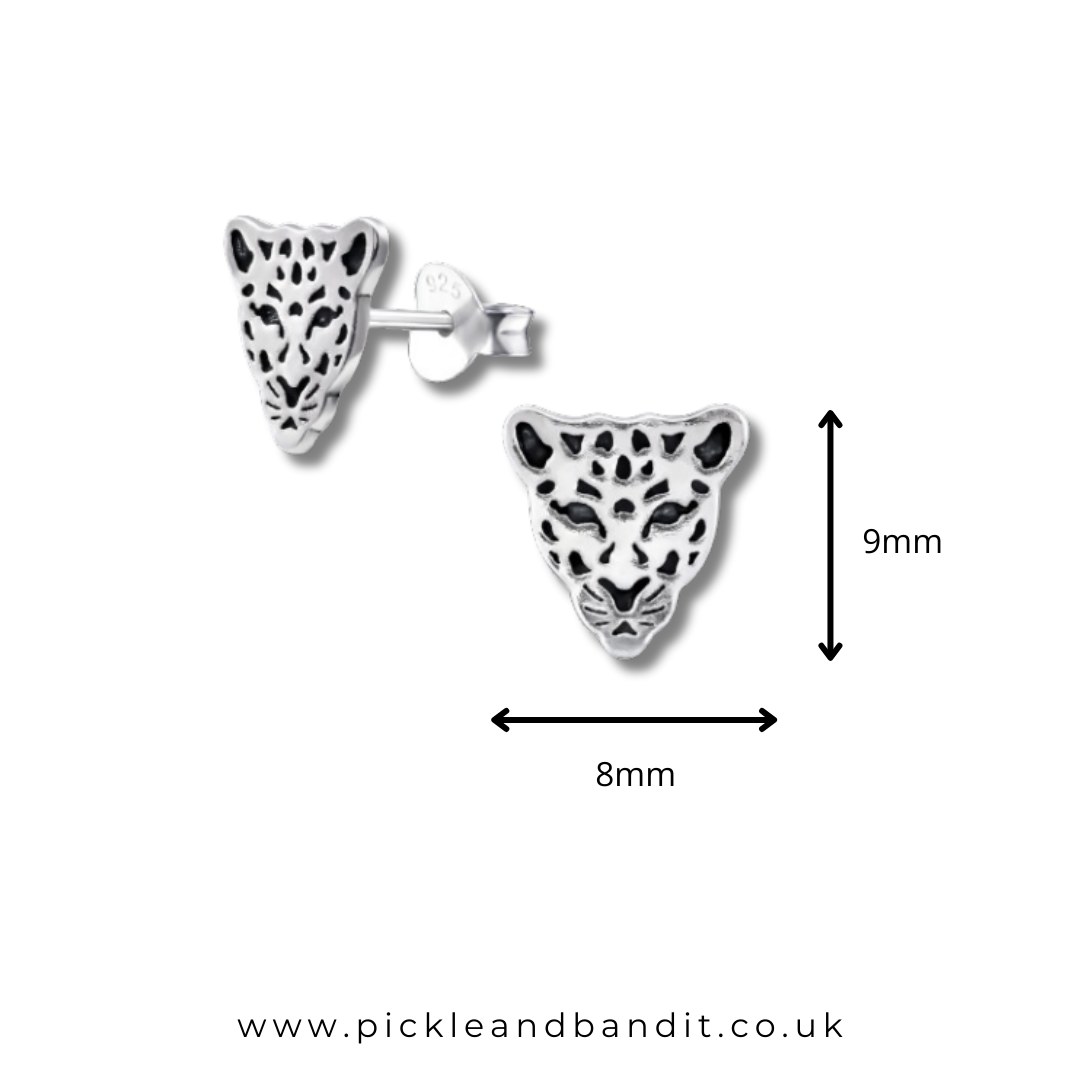 Sterling Silver Leopard Ear Studs