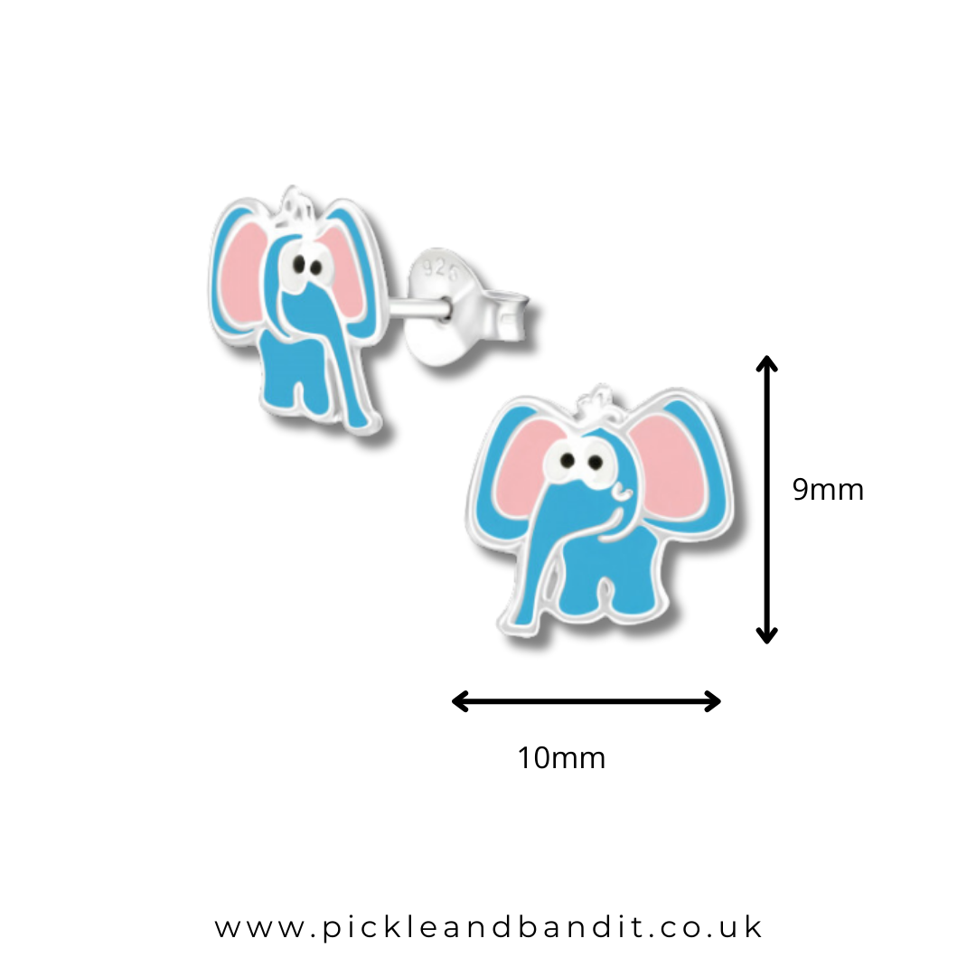 Sterling Silver Blue Elephant Ear Studs