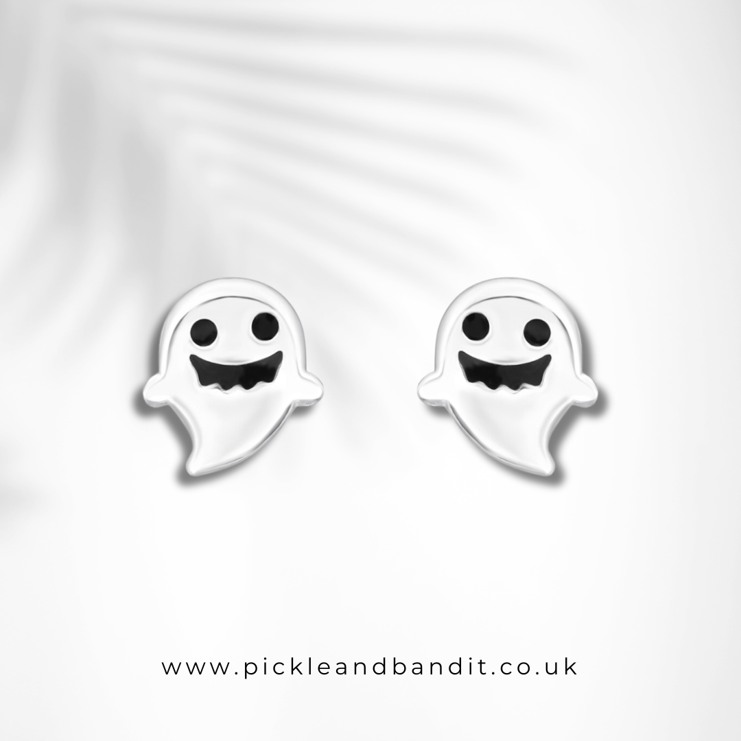 Sterling Silver Toothy Ghost Ear Studs