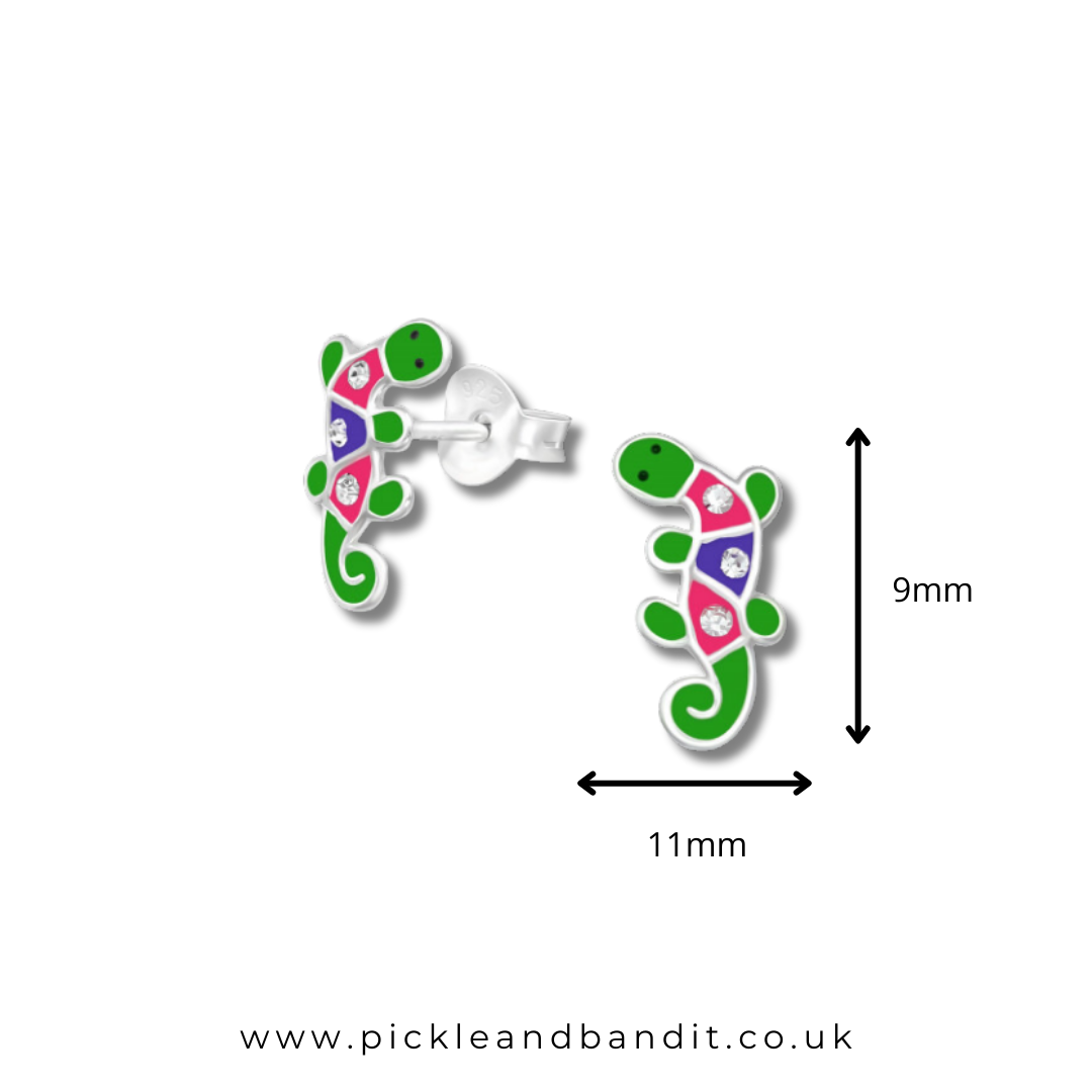 Sterling Silver Crystal Lizard Ear Studs