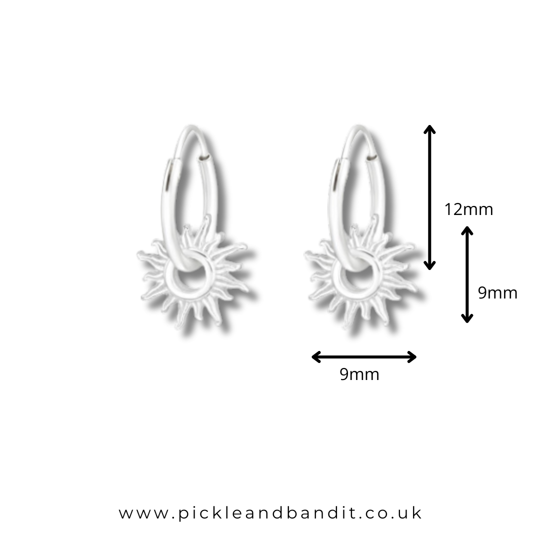 Sterling Silver Sun Hoop Earrings
