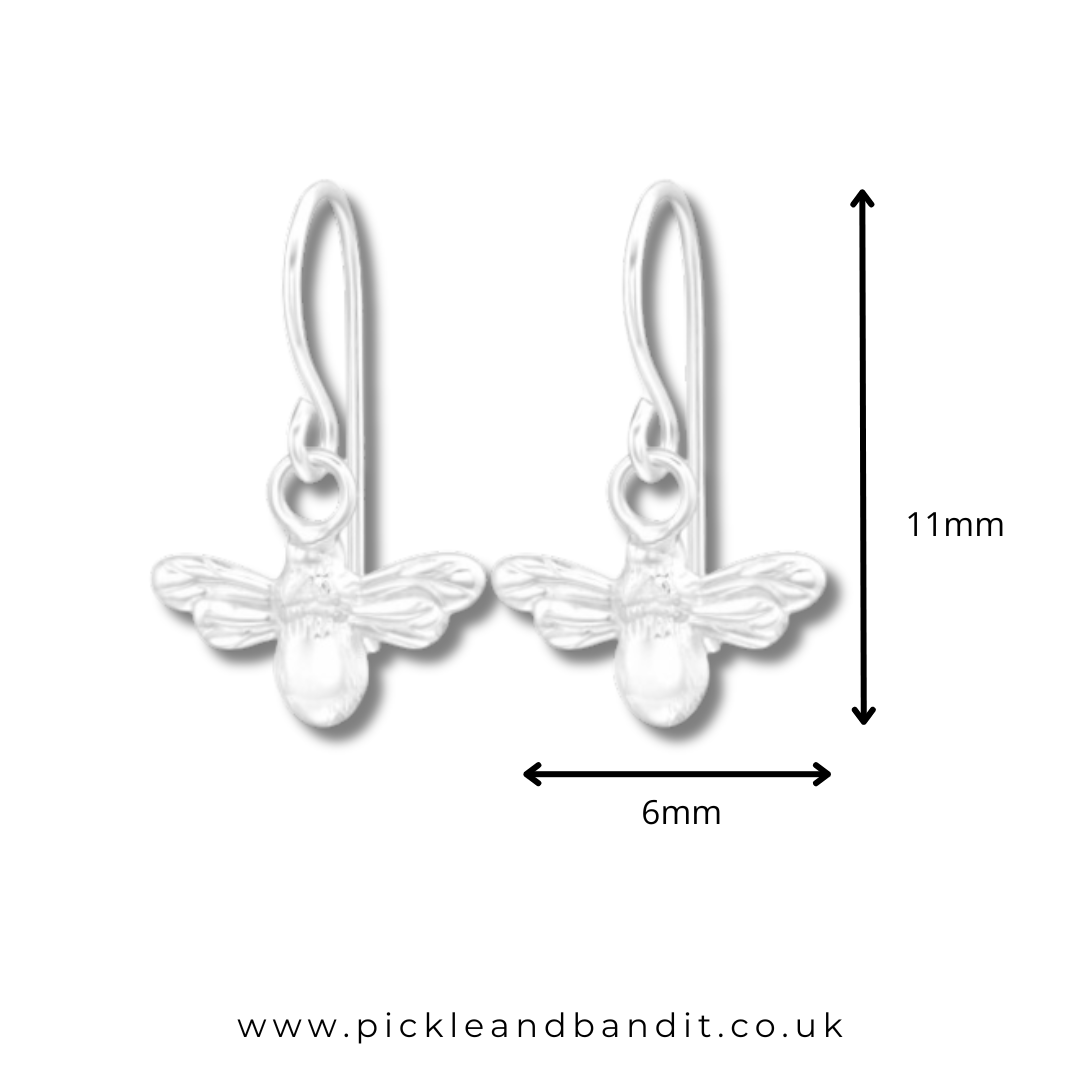 Sterling Silver Bee Drop Earrings