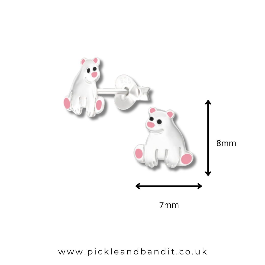 Sterling Silver Sitting Bear Ear Studs