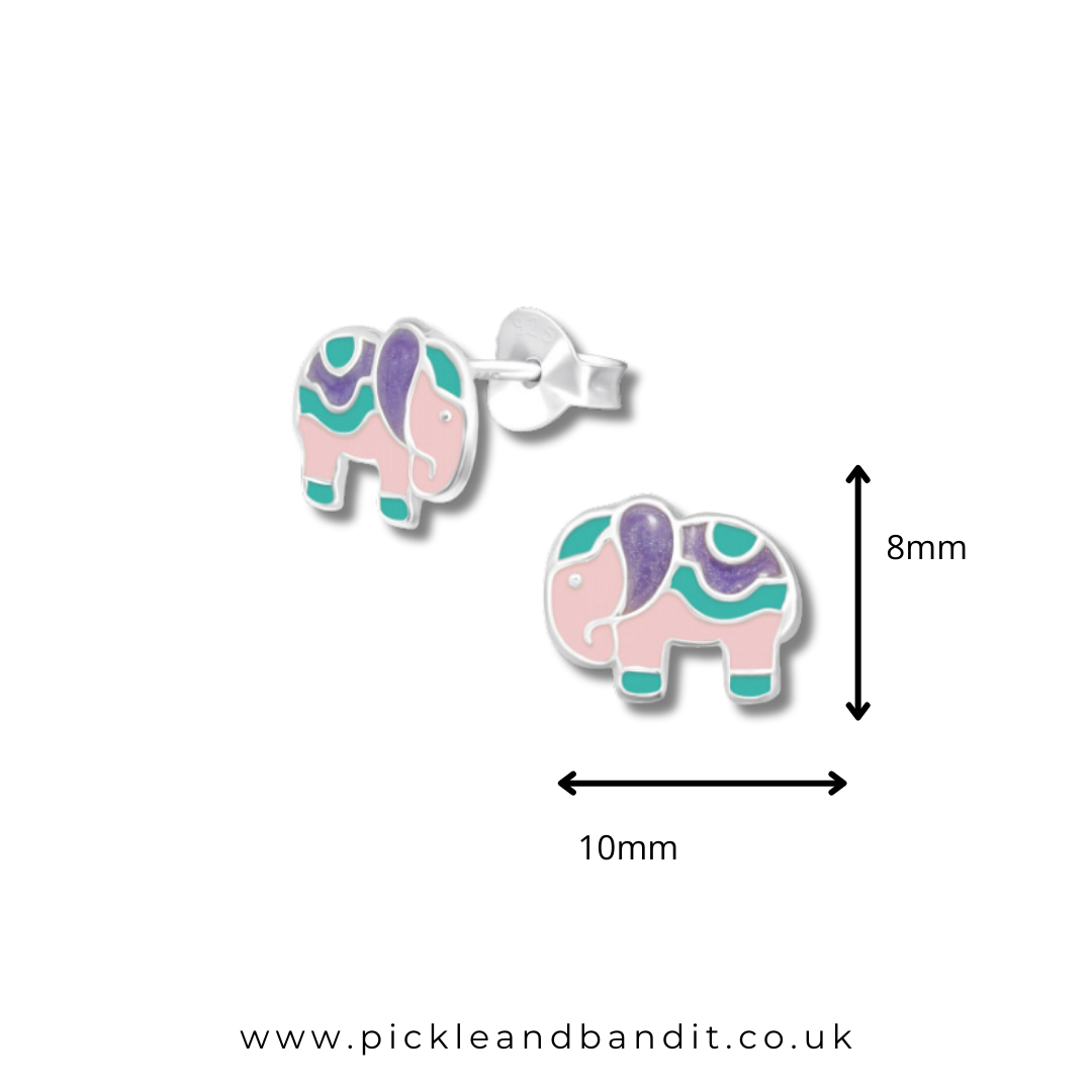 Sterling Silver Pastel Elephant Ear Studs