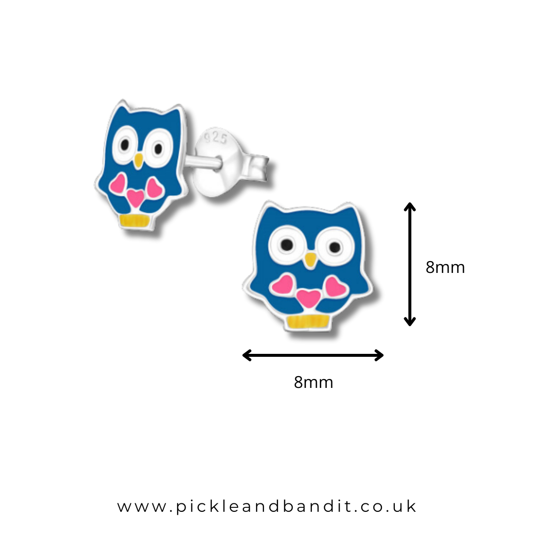 Sterling Silver Owl Ear Studs