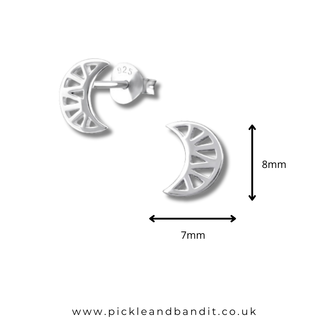 Sterling Silver Cut Out Moon Ear Studs