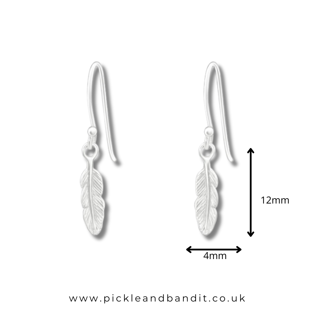 Sterling Silver Feather Drop Earrings