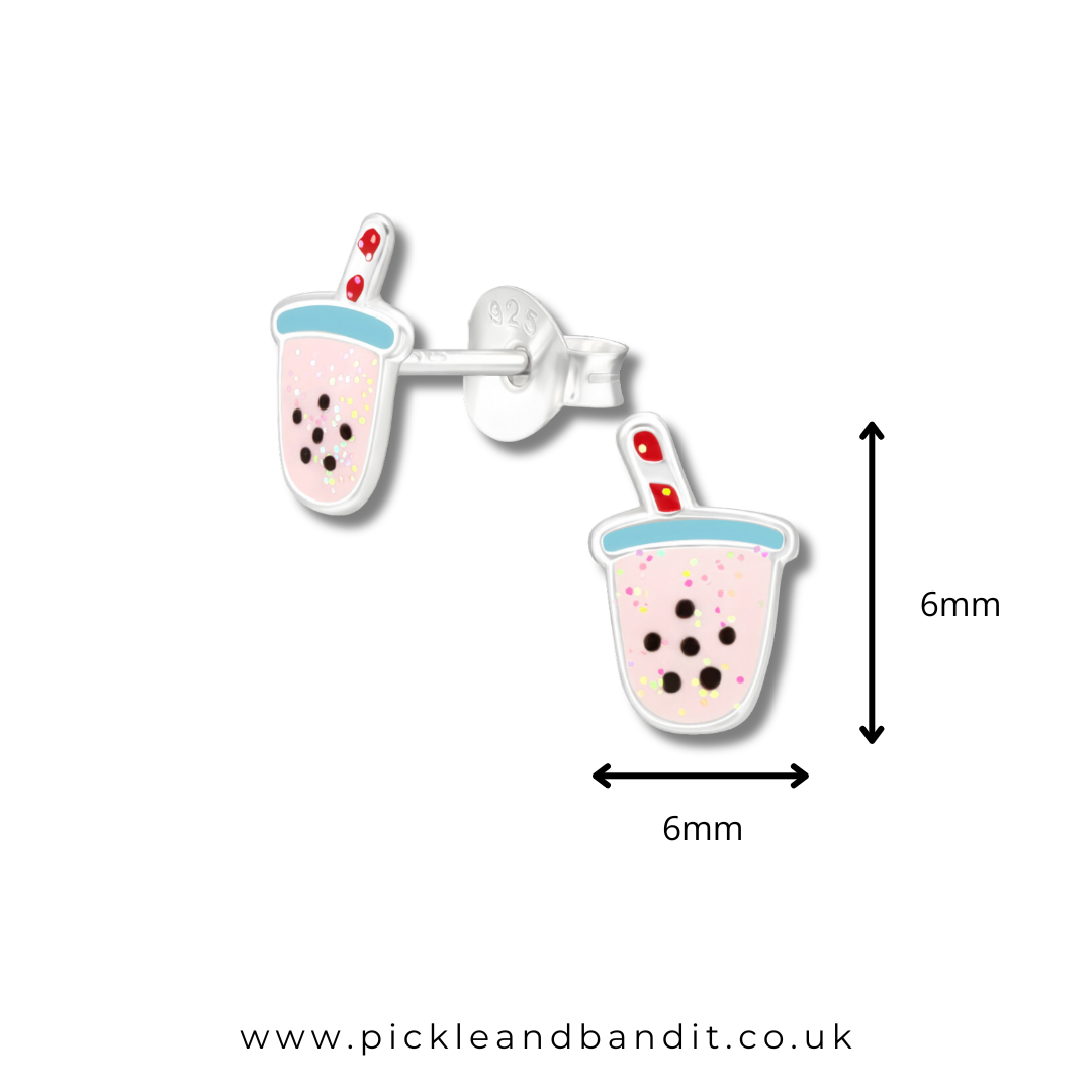 Sterling Silver Bubble Tea Boba Studs