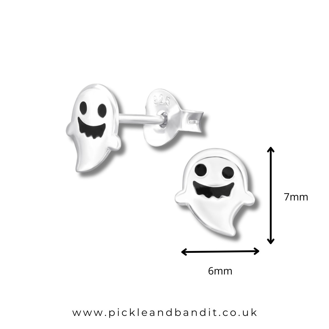Sterling Silver Toothy Ghost Ear Studs