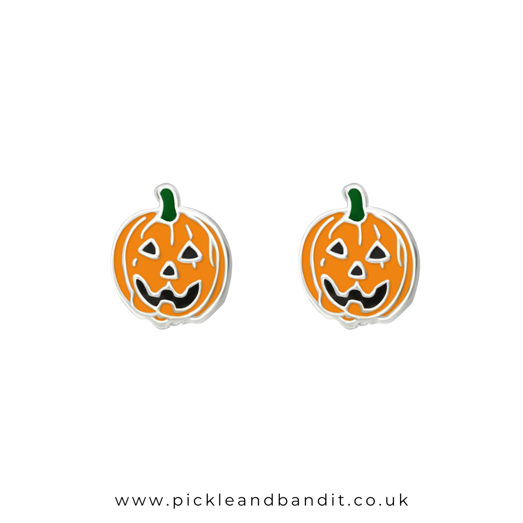 Sterling Silver Pumpkin Ear Studs