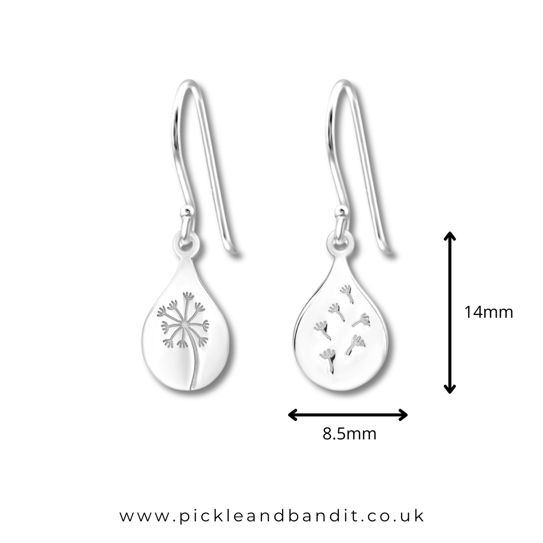 Sterling Silver Dandelion Wish Drop Earrings