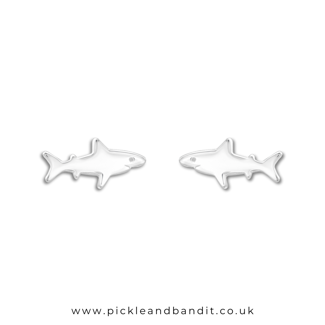 Sterling Silver Shark Ear Studs