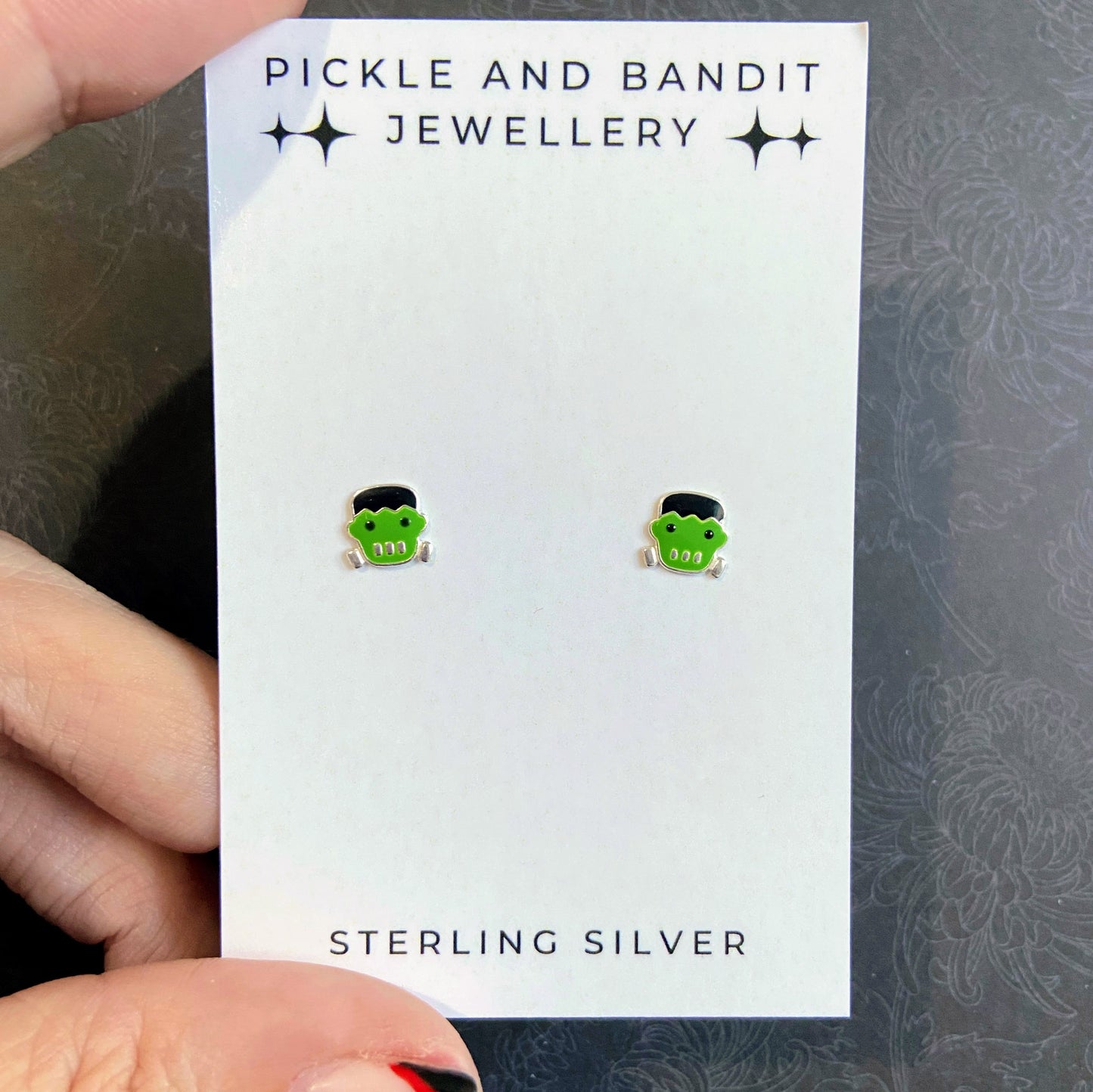 Sterling Silver Frankenstein Ear Studs