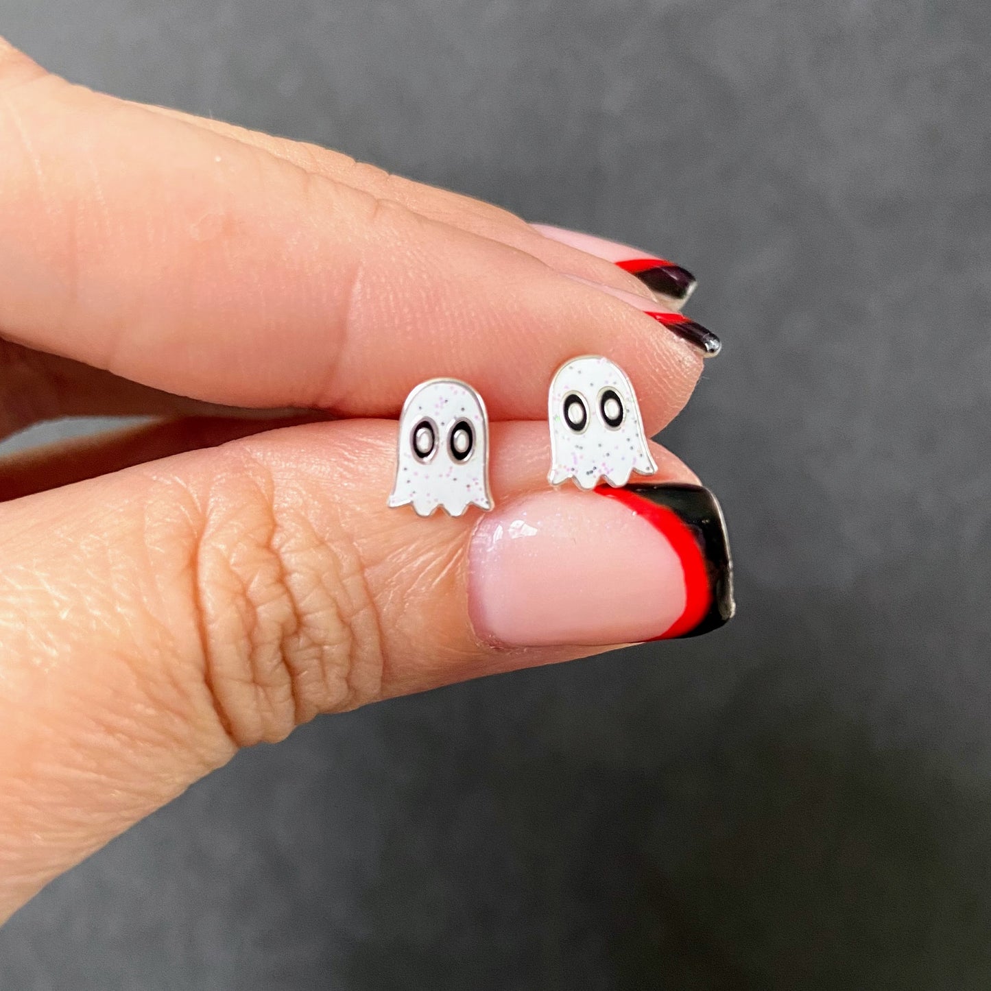 Sterling Silver Crystal Ghost Ear Studs