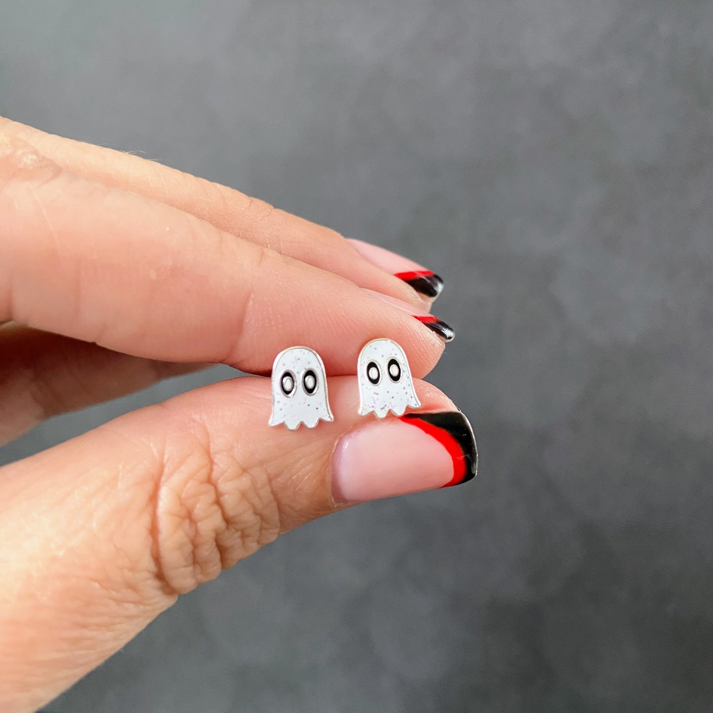 Sterling Silver Crystal Ghost Ear Studs