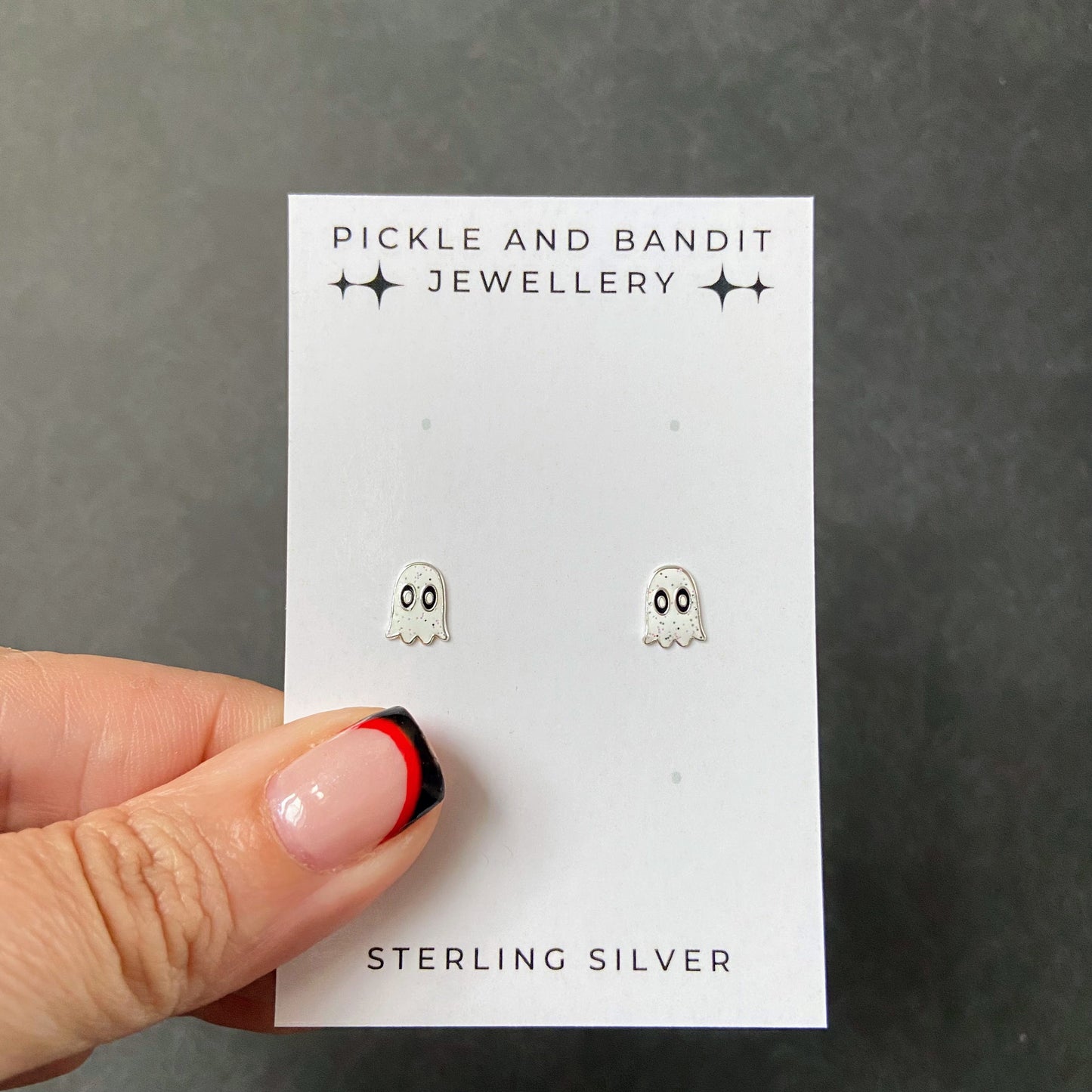 Sterling Silver Crystal Ghost Ear Studs