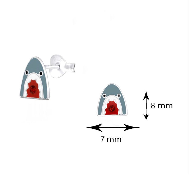 Sterling Silver Shark Stud Earrings