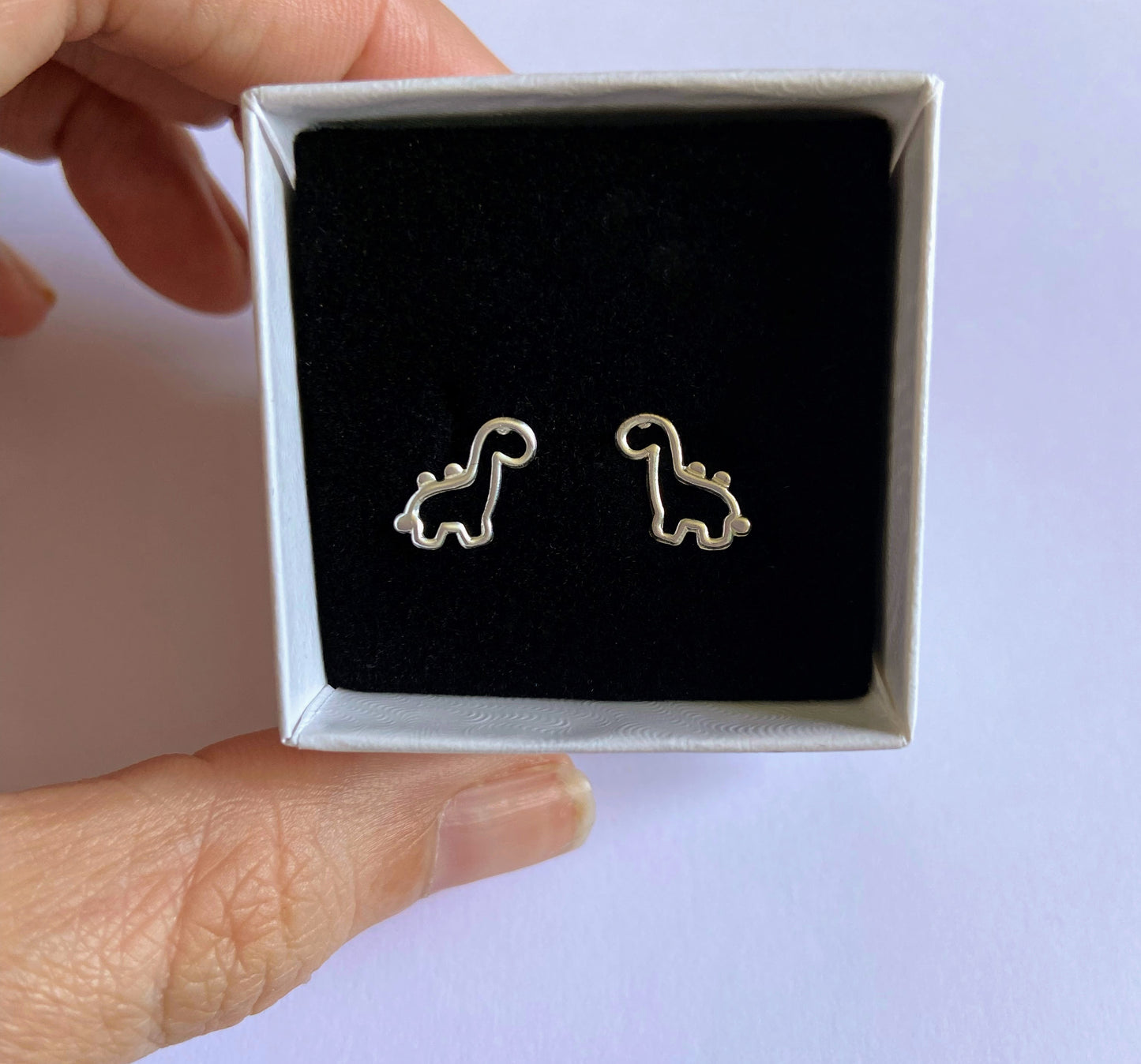 Sterling Silver Cut Out Dino Ear Studs