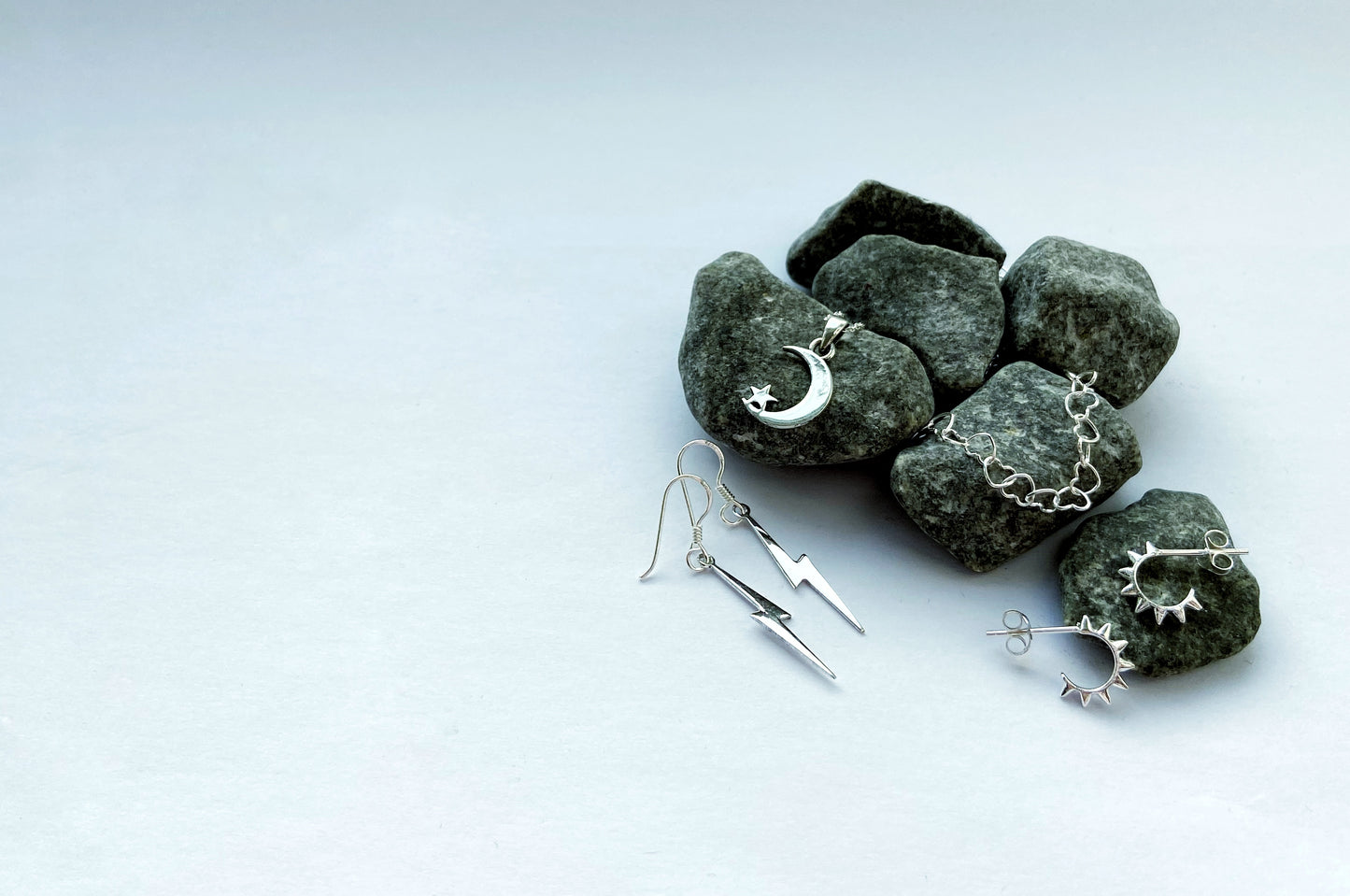 Sterling Silver Spiked Half Hoop Earrings