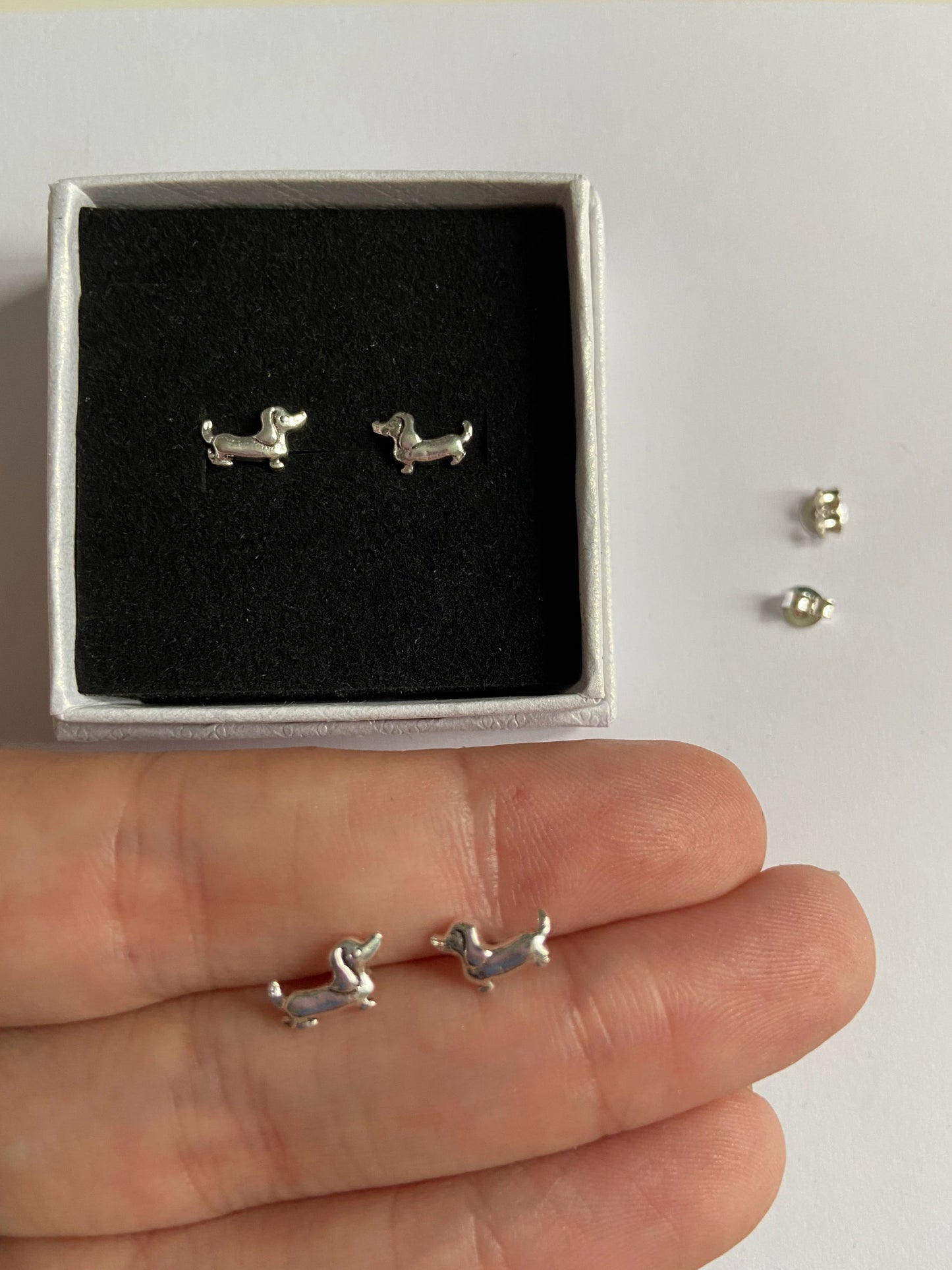 Sterling Silver Sausage Dog Ear Studs