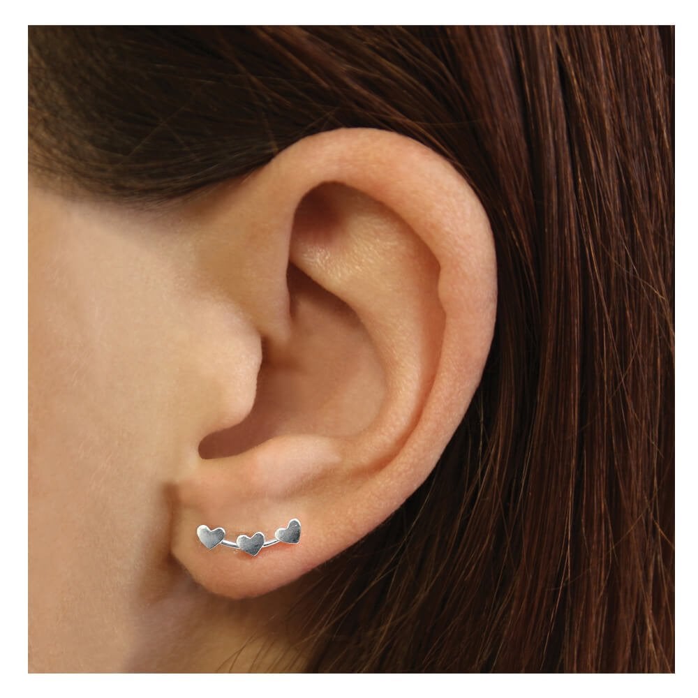 Sterling Silver 3 Heart Constellation Ear Climbers
