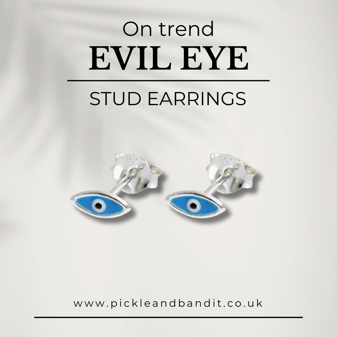 Sterling Silver Blue Evil Eye Ear Studs