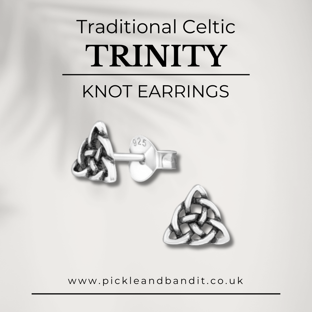 Sterling Silver Celtic Triangle Ear Studs