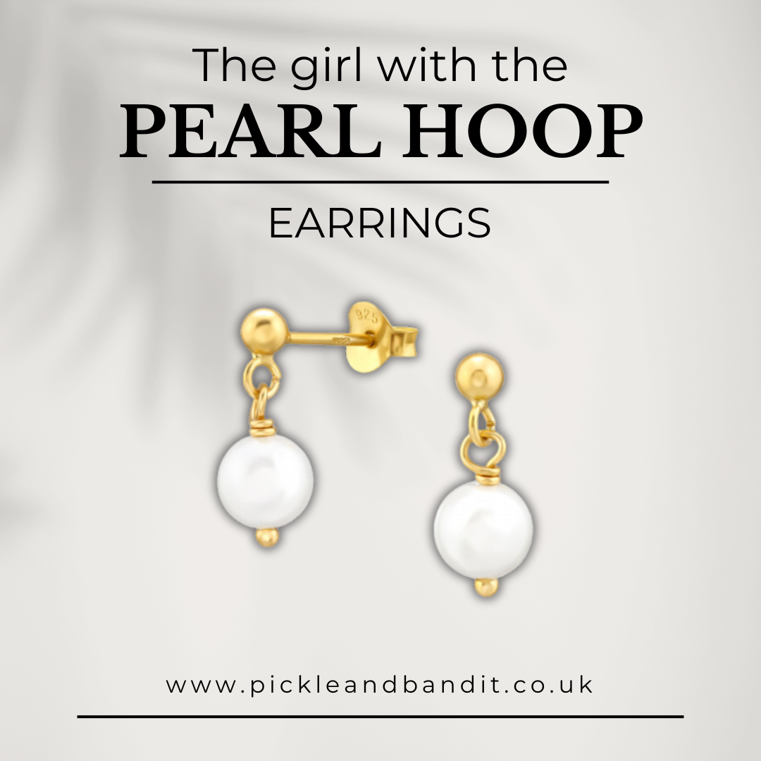 Sterling Silver Gold Vermeil Pearl Drop Stud Earrings