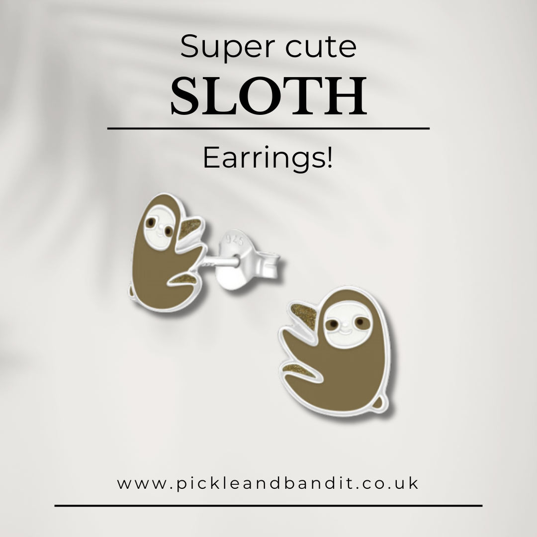 Sterling Silver Sloth Ear Studs