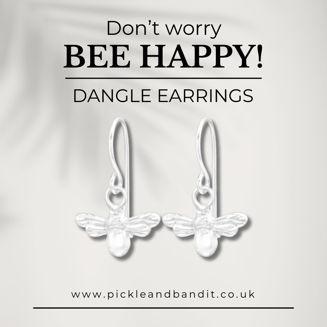 Sterling Silver Bee Drop Earrings