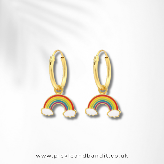 Sterling Silver Gold Vermeil Rainbow Hoop Earrings