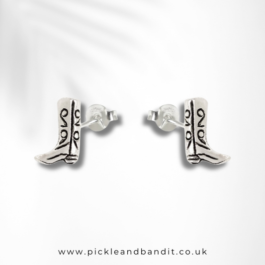 Sterling Silver Cowboy Boot Ear Studs