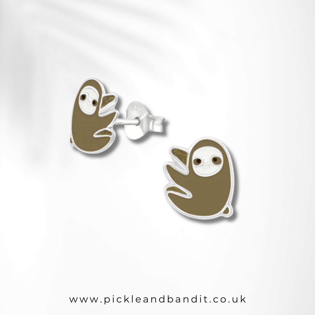 Sterling Silver Sloth Ear Studs